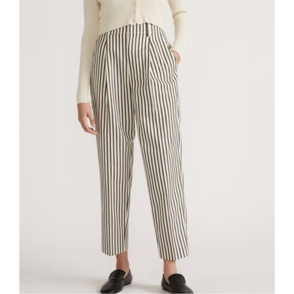 Everlane Cream and Black Striped Crop Pants